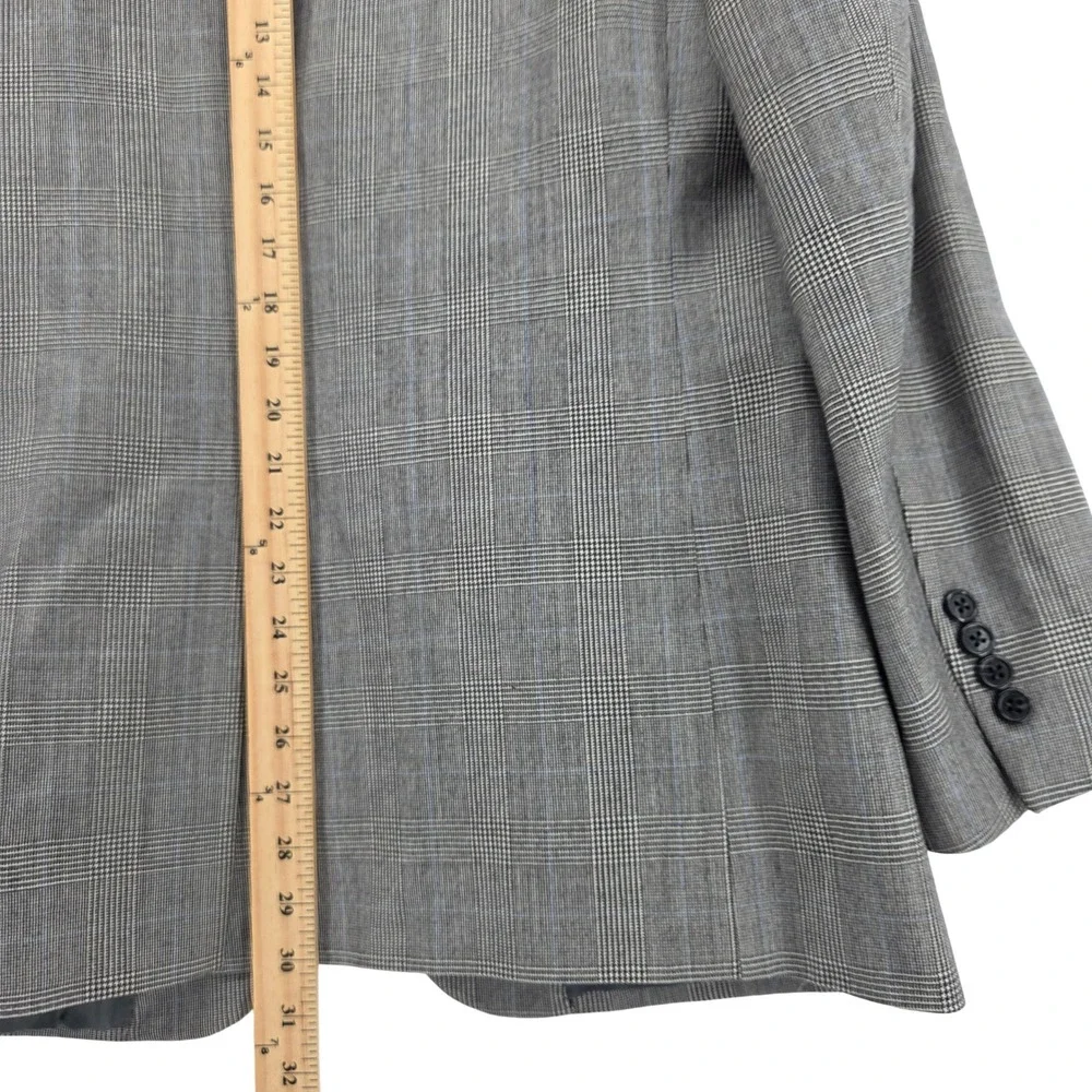 Jos A Bank Signature Collection Mens 42R Grey Glen Check Wool Blazer Suit Jacket